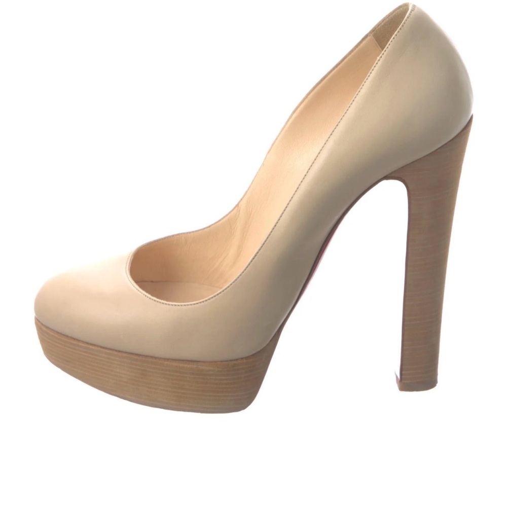 Christian Louboutin Beige Platform High Heel Pump